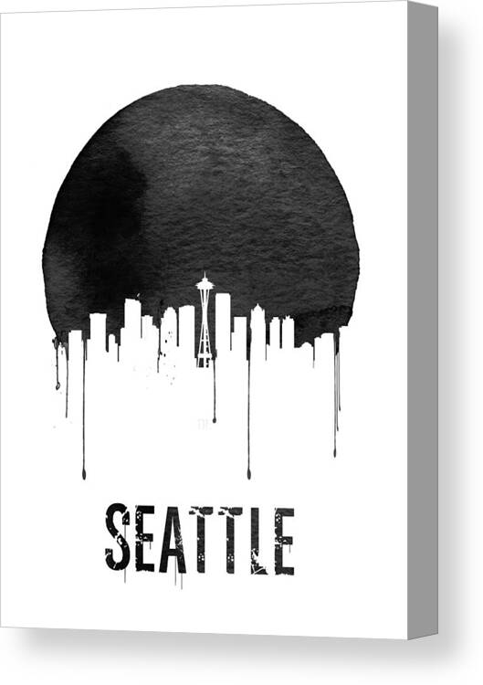 Seattle Canvas Print featuring the painting Seattle Skyline White by Naxart Studio