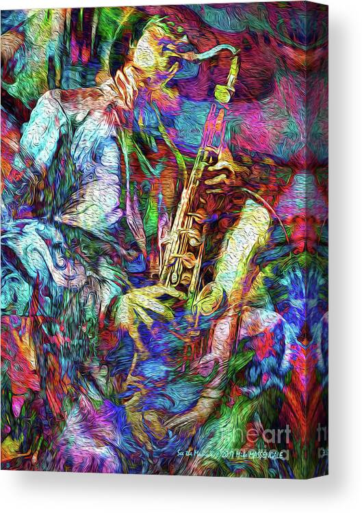 Music Canvas Print featuring the mixed media See the Music 5 by Mike Massengale