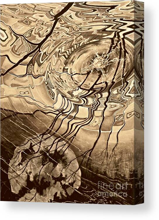 Water Canvas Print featuring the drawing Sepia Ripples by David Neace CPX