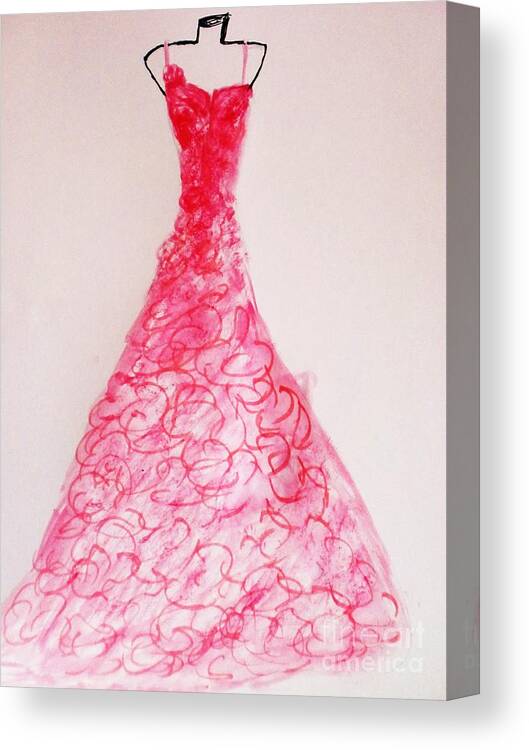 Dress Canvas Print featuring the painting Sheer Twirls in Pink by Trilby Cole