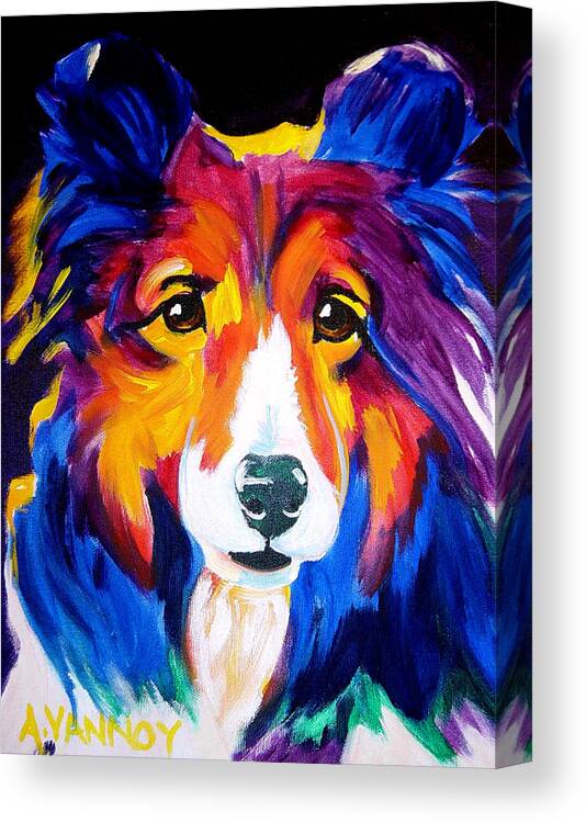 Dog Canvas Print featuring the painting Sheltie - Missy by Dawg Painter