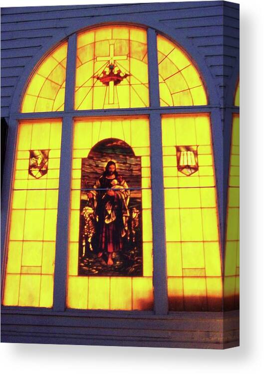 Stained Glass Window Canvas Print featuring the photograph Shepherd by Julie Rauscher