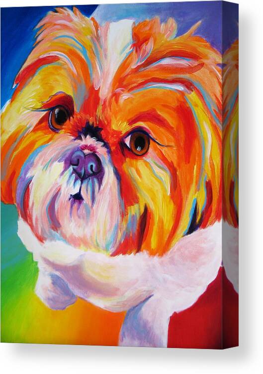 Shih Tzu Canvas Print featuring the painting Shih Tzu - Divot by Dawg Painter