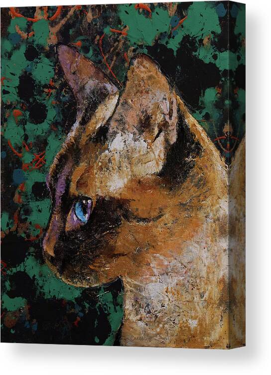 Art Canvas Print featuring the painting Siamese Portrait by Michael Creese