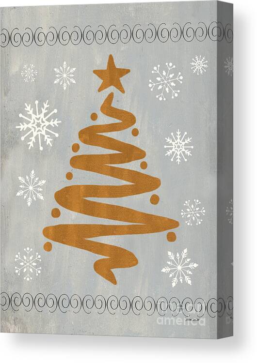 Presents Canvas Print featuring the painting Silver Gold Tree by Debbie DeWitt
