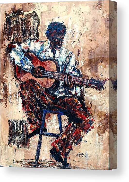 True African Art Canvas Print featuring the painting Sing us a Song by Daniel Akortia