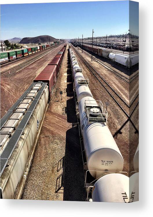 Train Canvas Print featuring the photograph Six Trains by Brad Hodges