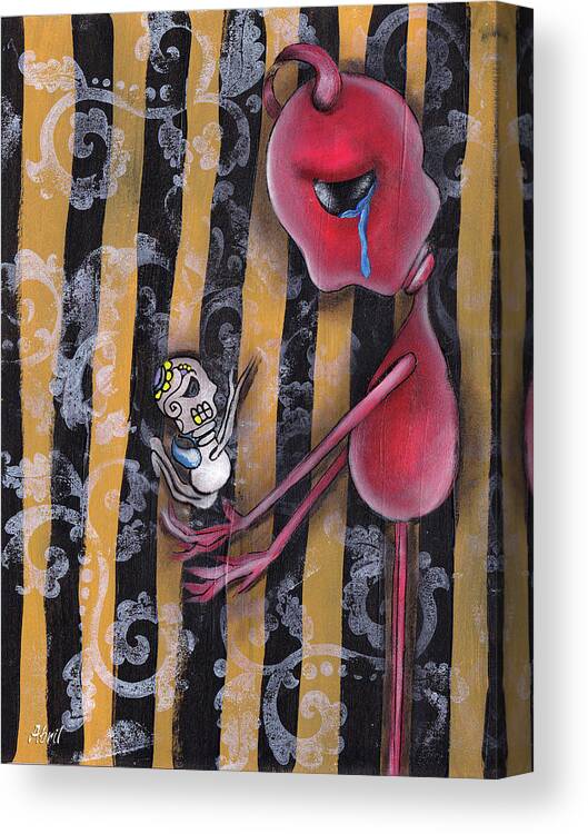 Day Of The Dead Canvas Print featuring the painting Small Prayer by Abril Andrade