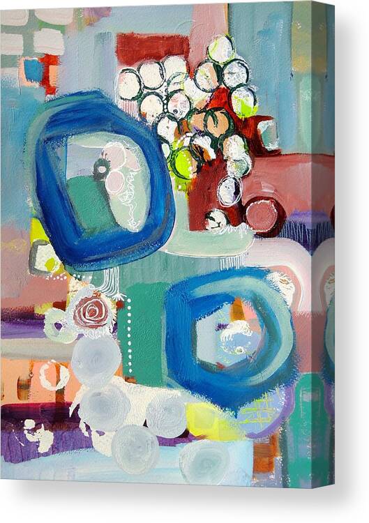 Schiros Canvas Print featuring the painting Small Talk by Mary Schiros