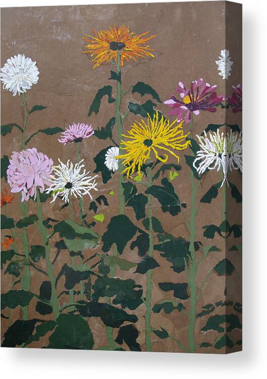 Collage Canvas Print featuring the painting Smith's Giant Chrysanthemums by Leah Tomaino