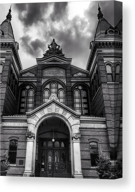 Monochrome Canvas Print featuring the photograph Smithsonian Arts and Industries Building by Chris Montcalmo