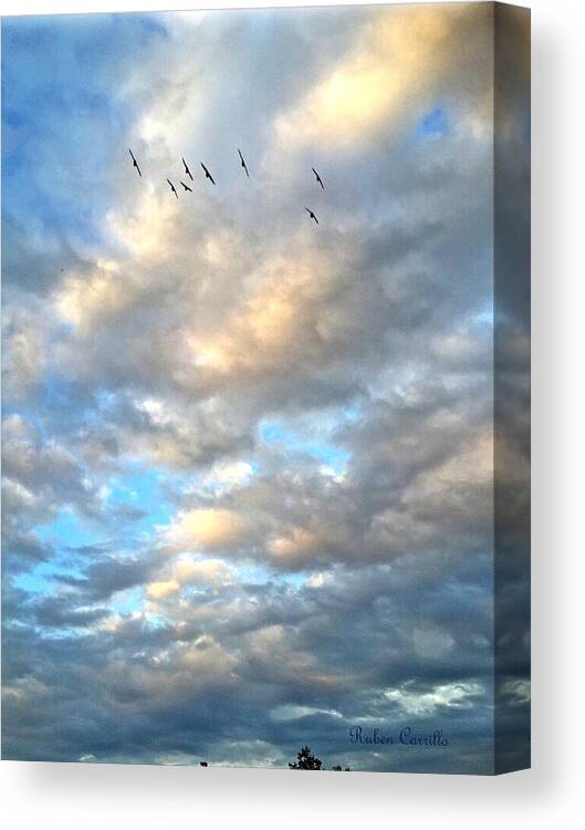Clouds Canvas Print featuring the photograph Soaring by Ruben Carrillo