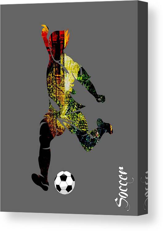 Soccer Canvas Print featuring the mixed media Soccer Collection by Marvin Blaine