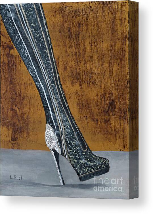 Kinky Boot Canvas Print featuring the painting Sparkle Kinky Boot by Laurel Best