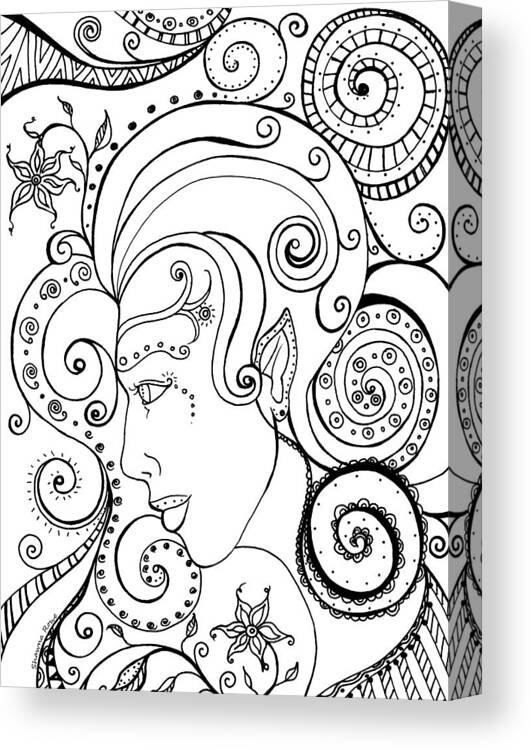 Ink Canvas Print featuring the drawing Spiraling Out of Control by Shawna Rowe