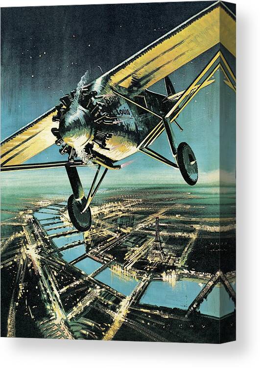 Pilots Canvas Print featuring the painting Spirit of St Louis by Wilf Hardy