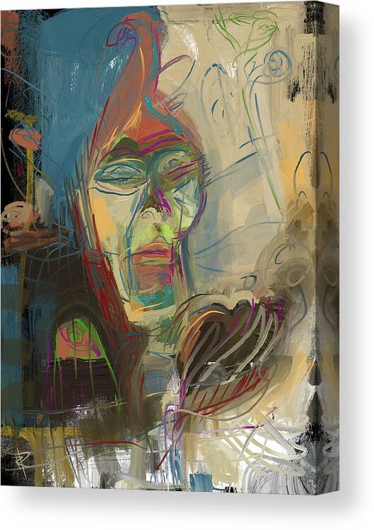 Abstract Portrait Canvas Print featuring the mixed media Stage Fright by Russell Pierce