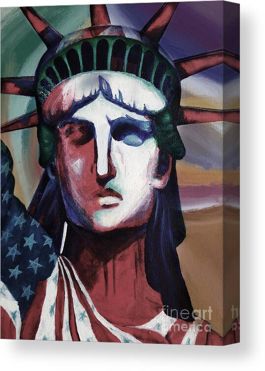 New York Canvas Print featuring the painting Statue of Liberty HB5T by Gull G