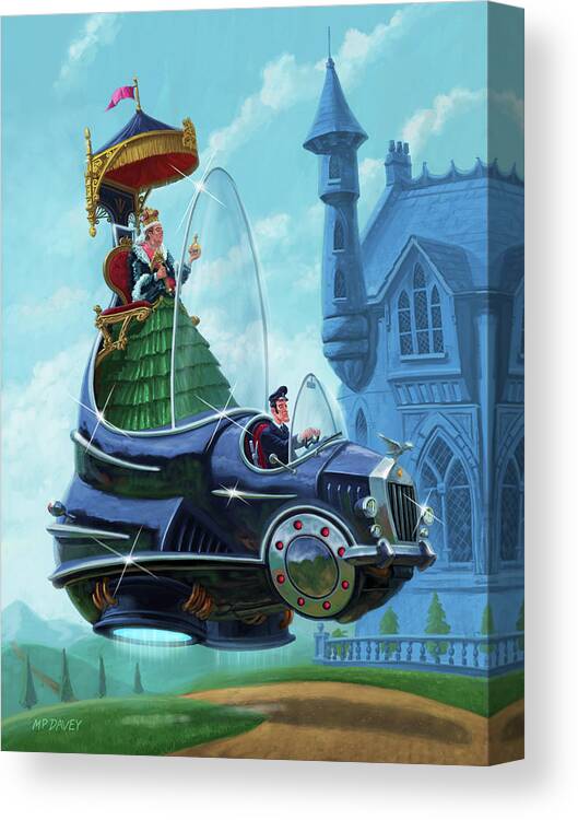 Queen Canvas Print featuring the digital art Steampunk Hover Rolls with Queen  by Martin Davey
