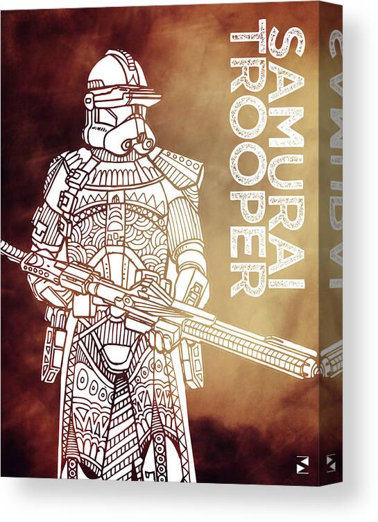 Stormtrooper Canvas Print featuring the mixed media Stormtrooper - Star Wars Art - Brown by Studio Grafiikka