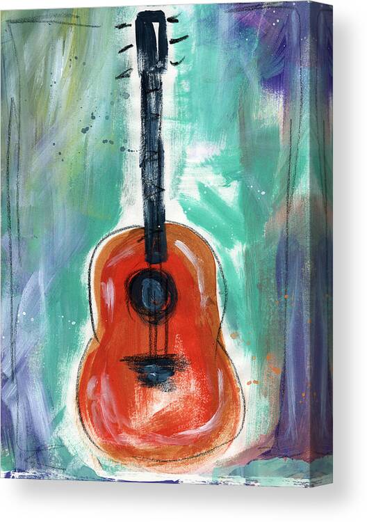 Guitar Canvas Print featuring the painting Storyteller's Guitar by Linda Woods