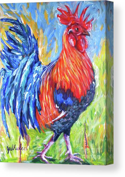 Rooster Canvas Print featuring the painting Struttin by JoAnn Wheeler