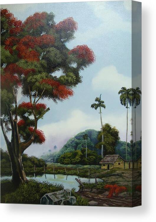 Tree Canvas Print featuring the painting Sudden Shade by Carlos Rodriguez