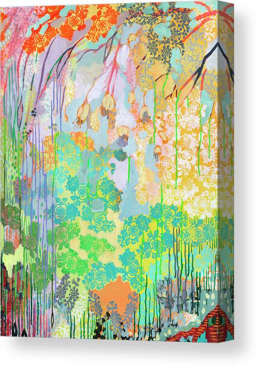 Tree Canvas Print featuring the painting Summer Rain Part 2 by Jennifer Lommers