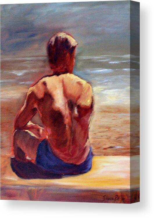 Figure Canvas Print featuring the painting Sunbathing by Ilona Petzer