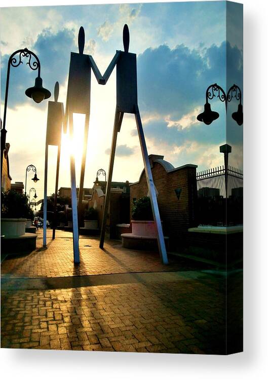 Sunset Canvas Print featuring the photograph Sunset on the Strollers on South Street Bridge by Andrew Dinh