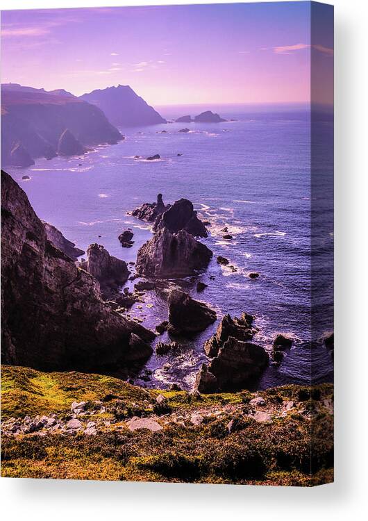 Ireland Rocks Canvas Print featuring the photograph Sunset over Glenlough Ireland by Lexa Harpell