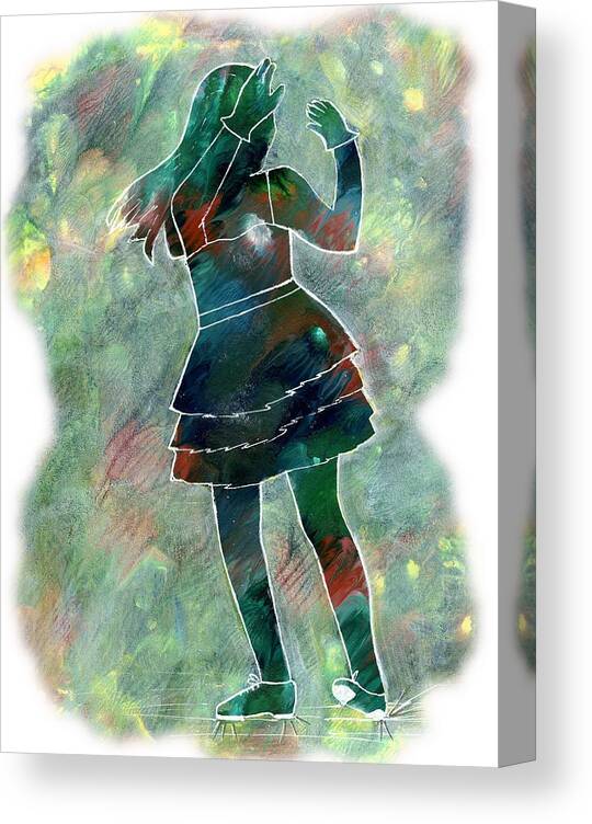 Silhouette Canvas Print featuring the painting Tap Dancer 1 - Green by Lori Kingston
