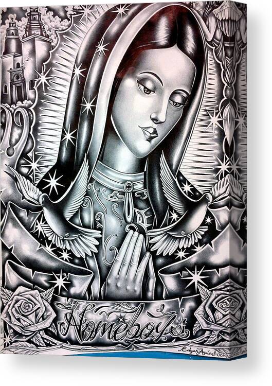Ink On Paper Canvas Print featuring the drawing Tears Of The Mothers by Edgar Guerrilla Prince Aguirre