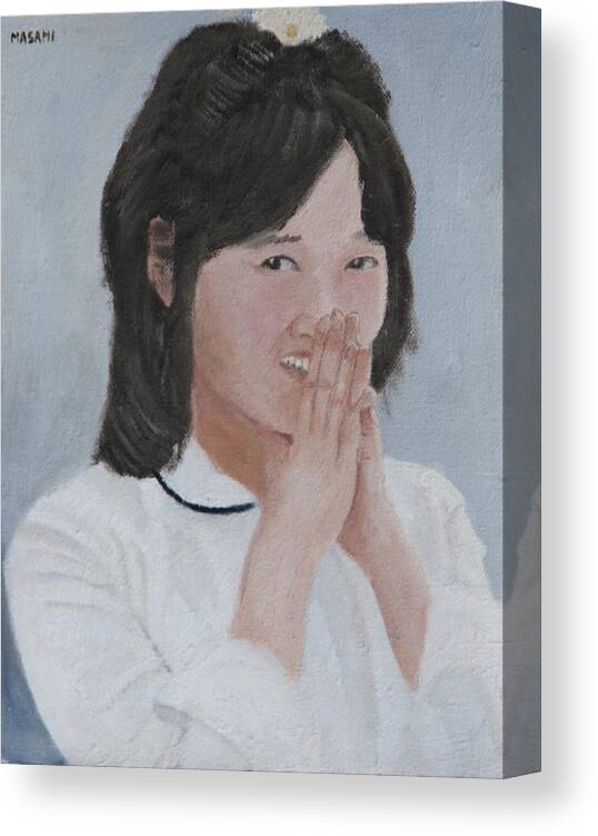 Portrait Canvas Print featuring the painting Tender smile by Masami Iida