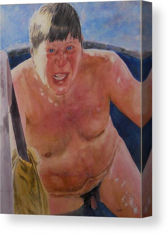 Nude Canvas Print featuring the painting The Big Finn by Jan Rapp