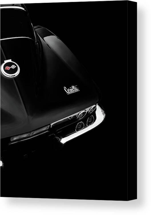 Chevrolet Corvette Canvas Print featuring the photograph The Black Corvette Sting Ray by Mark Rogan