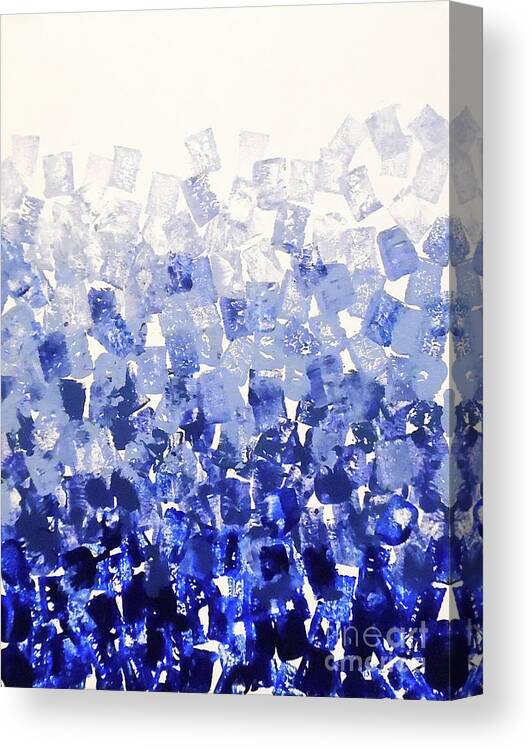 Blue Squares Canvas Print featuring the painting The Blues Blocks by Jilian Cramb - AMothersFineArt