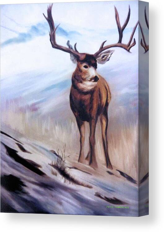 Large Horned Buck Canvas Print featuring the painting The Buck by Joyce Timberlake