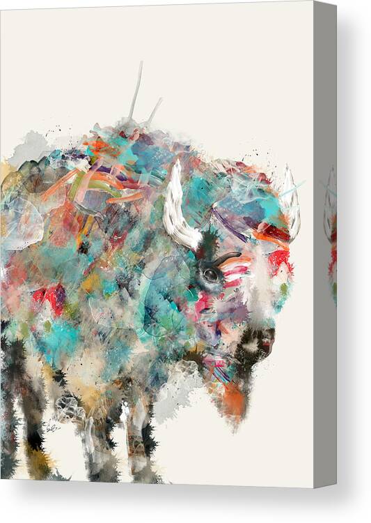 Buffalos Canvas Print featuring the painting The Buffalo by Bri Buckley