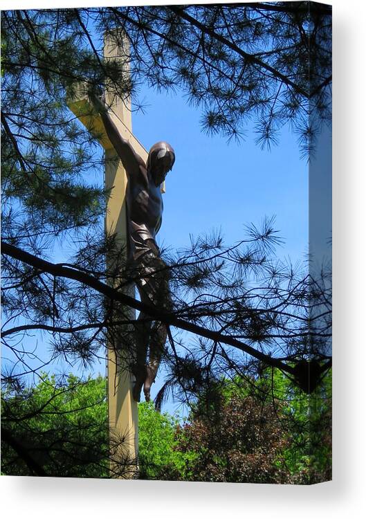 Cross Canvas Print featuring the photograph The Cross in the Woods by Keith Stokes
