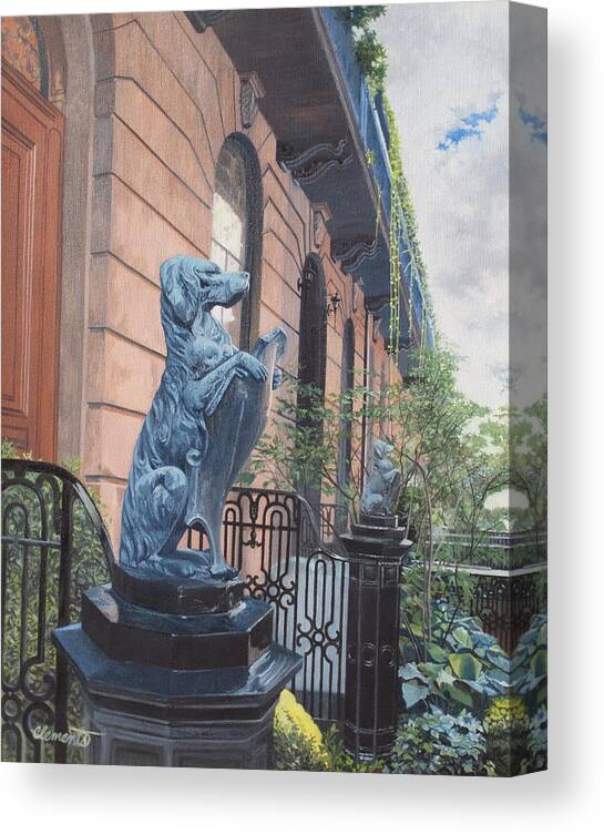 New York Canvas Print featuring the painting The dogs on West Tenth Street, New York, NY by Barbara Barber