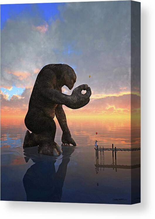 Monster Canvas Print featuring the digital art The Gift by Cynthia Decker