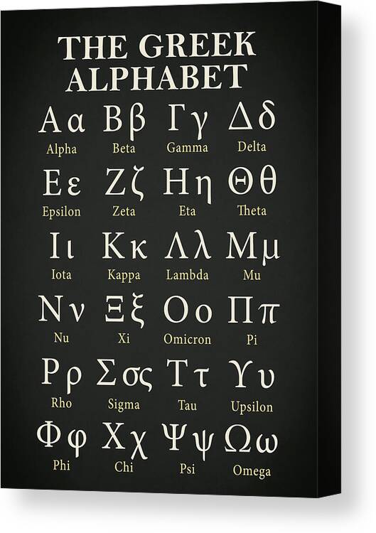 Greek Alphabet Canvas Print featuring the photograph The Greek Alphabet by Mark Rogan