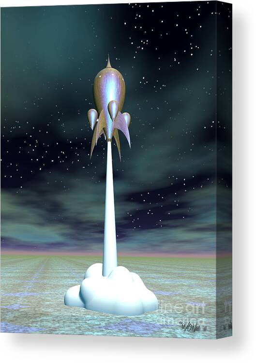 Science Fiction Canvas Print featuring the digital art The Gypsy Moth by Walter Neal
