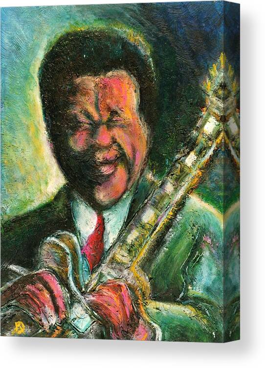 Music Canvas Print featuring the painting The King and His Guitar by Dennis Tawes