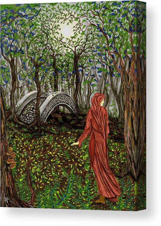 Bridge Canvas Print featuring the drawing The Priestess of Ealon by FT McKinstry
