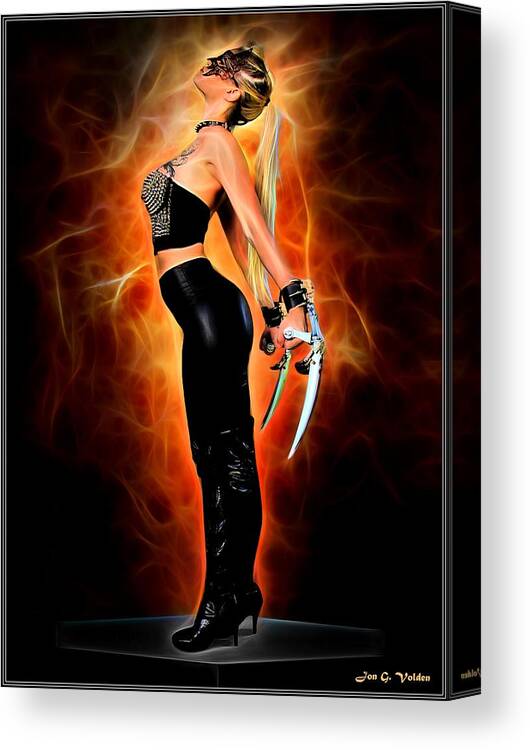 Fantasy Canvas Print featuring the painting The Rise Of A Heroine by Jon Volden