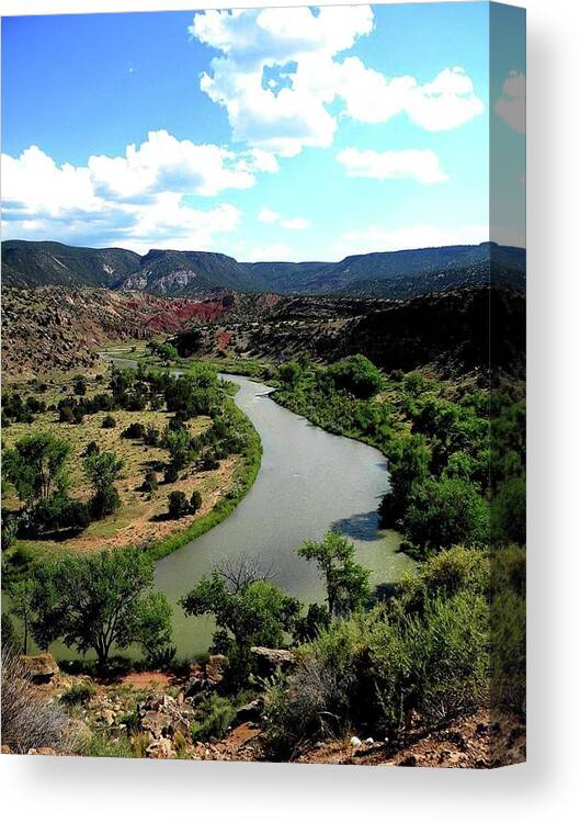 New Mexico Canvas Print featuring the photograph The River Chama At Red Rocks by Sian Lindemann