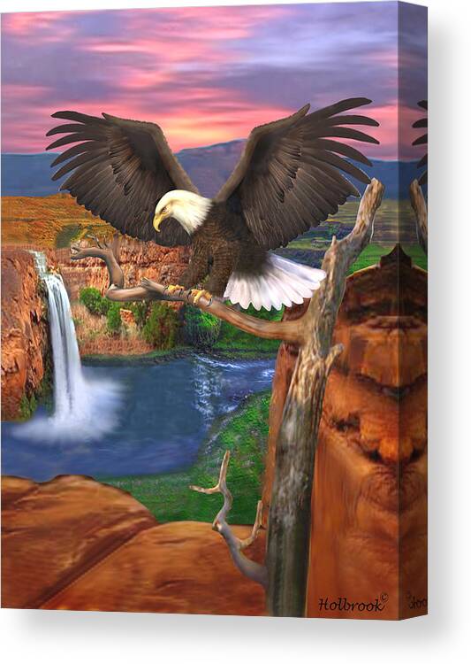 Bald Eagle Canvas Print featuring the digital art The Sentinal by Glenn Holbrook