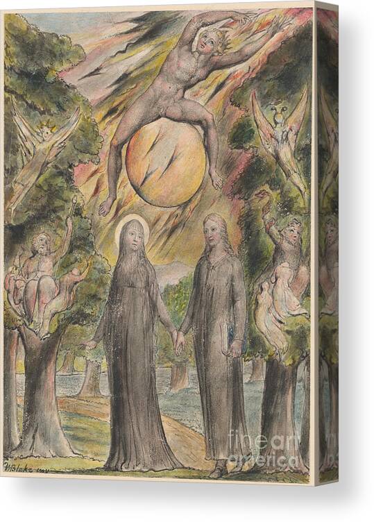 William Blake Canvas Print featuring the painting The Sun in his Wrath by MotionAge Designs